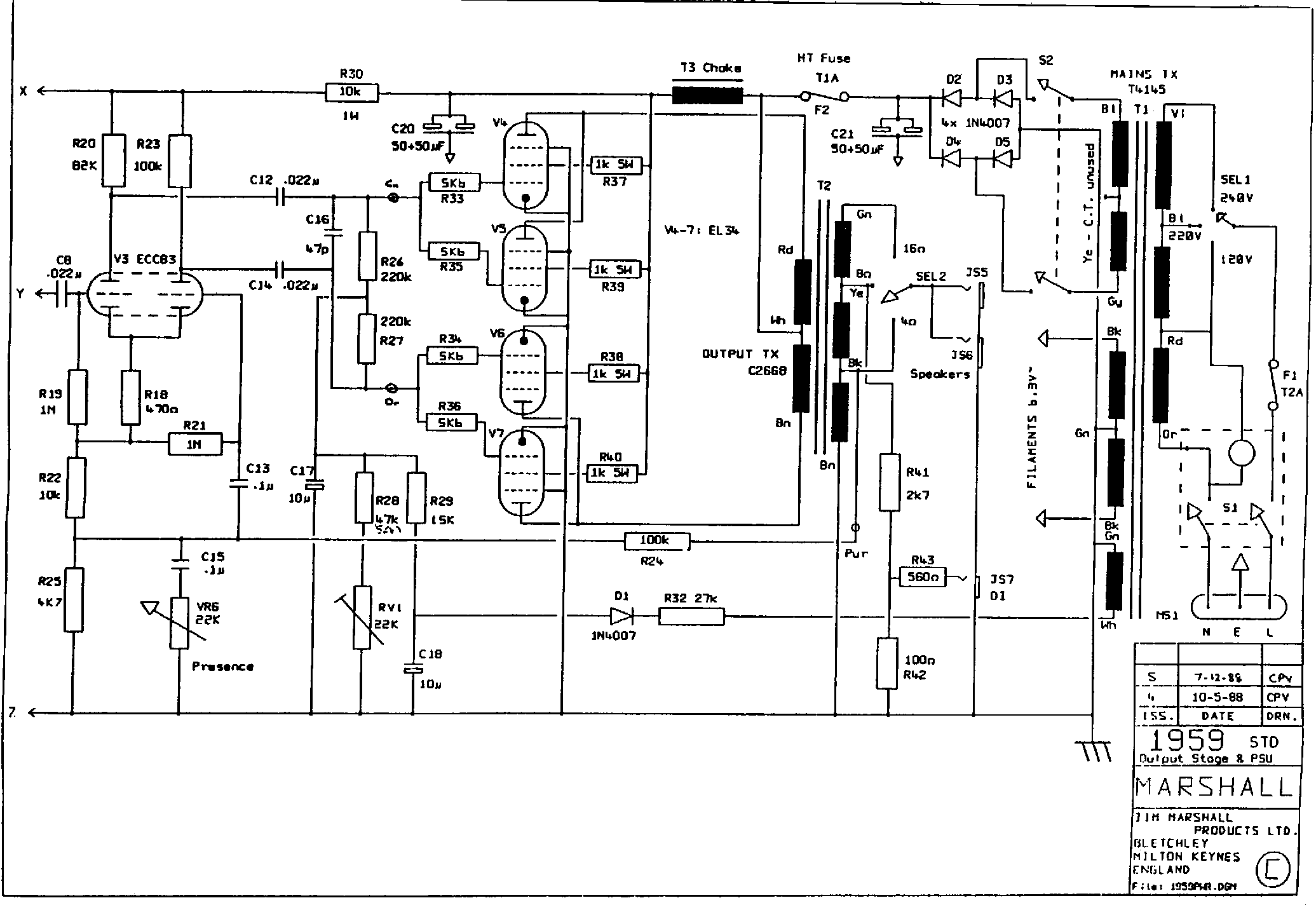 Marshall jvm 205c схема