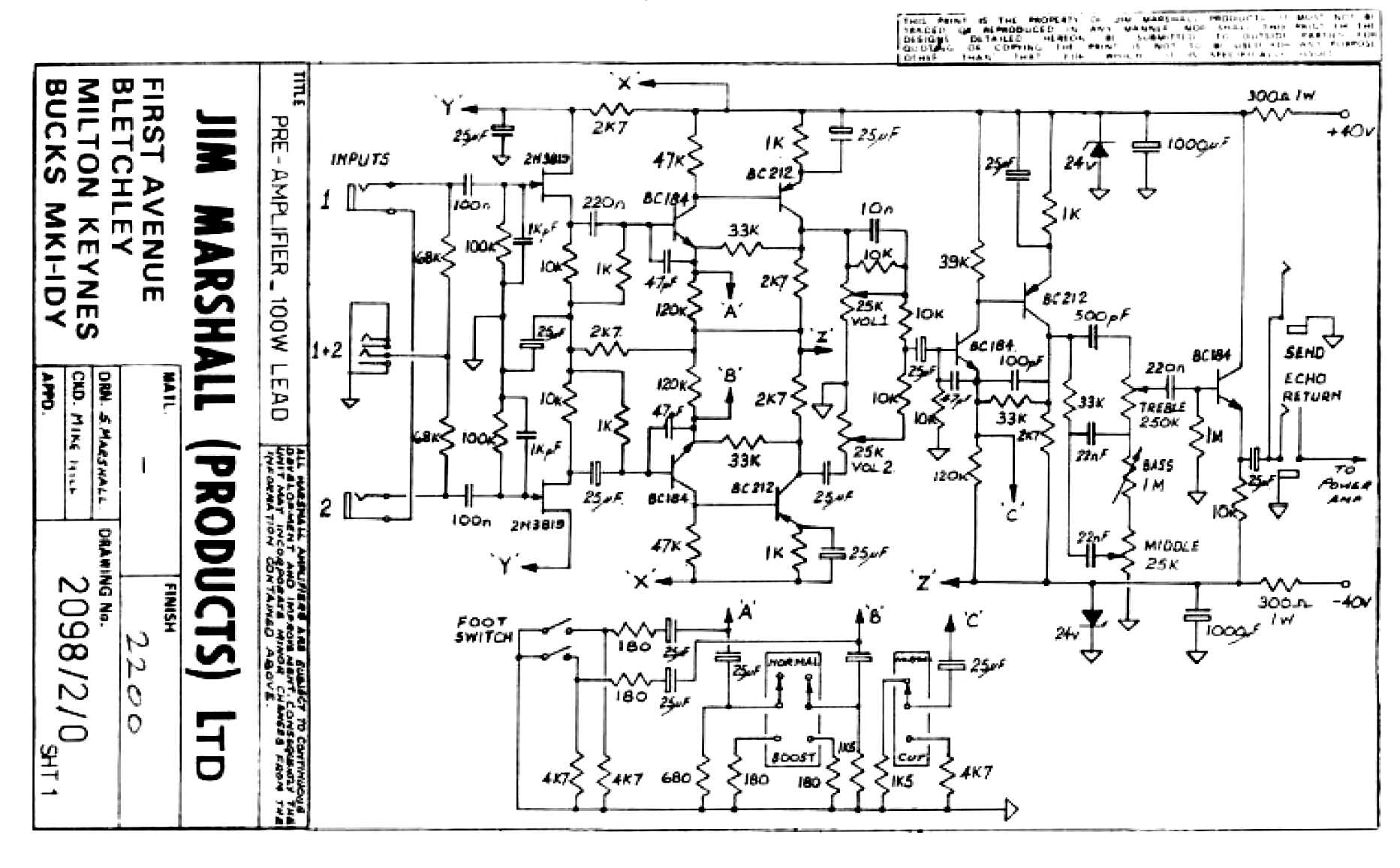 solid state guitar preamp schematic