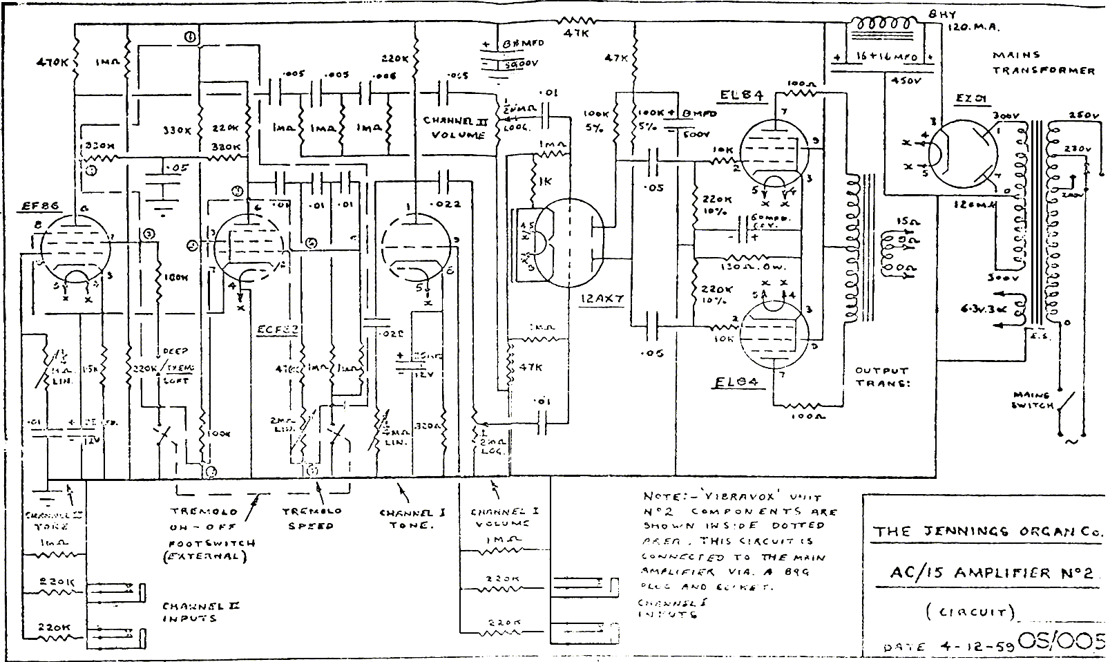 VOX Schematics audio tube wiring 